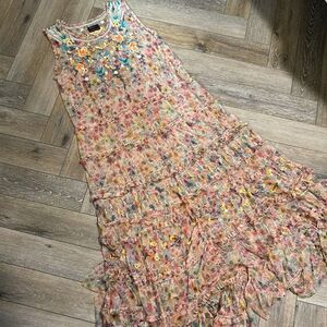 Johnny Was Biya Sheer Embroidered Maxi Dress